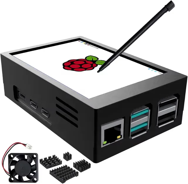 NÖRDIC 3,5"" Pekskärm med Raspberry Pi 5-chassi, 480x320 TFT LCD-panel, 60Hz-skärm med minifläkt och heatsink