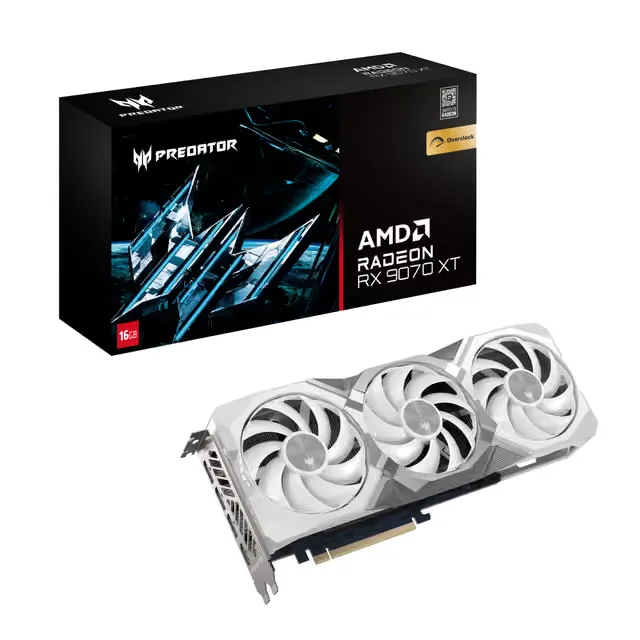 Acer Predator BiFrost Radeon RX 9070 XT OC 16GB White Edition, Radeon RX 9070 XT, 16 GB, GDDR6, 256 bit, 7680 x 4320 pixlar, PCI Express x16 5.0