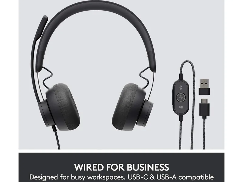 LOGITECH Zone Wired headset Graphite
