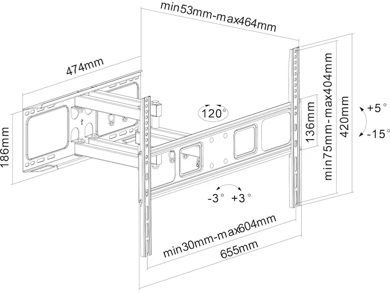 ANDERSSON WMA 3.9 väggfäste TV tilt 37-70"
