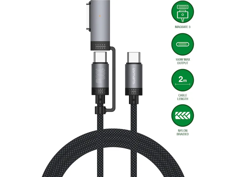4SMARTS MagSafe 3 Adapter och USB-C kabel 2m