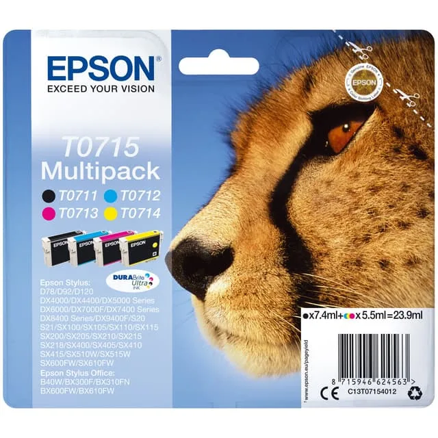 Epson bläckpatroner T071 Cyan Magenta Gul Sort DuraBrite Ultra