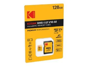 Kodak - Flash-minneskort (microSDXC till SD-adapter inkluderad) - 128 GB - UHS Class 1 / Class10 - 580x - mikroSDXC UHS-I