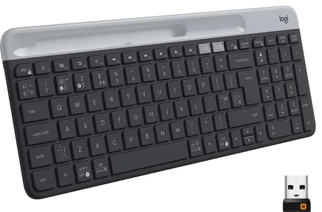 Logitech K580 tangentbord Trådlös RF + Bluetooth Dansk, Finsk, Norsk, Svensk gra