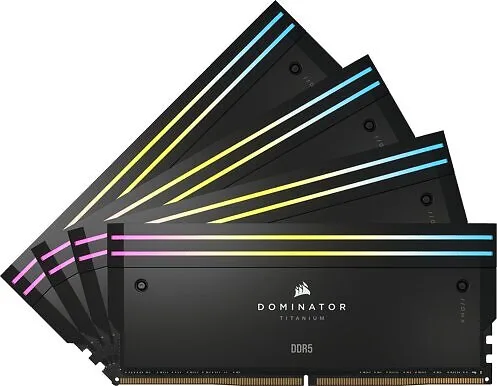 64 GB (4x16GB) DDR5-6000 Corsair Dominator Titanium RGB CL36, Intel XMP