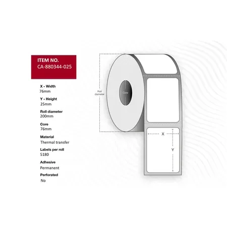 Label 76 x 25mm, Core 76mm