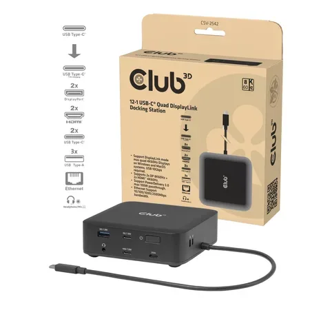 CLUB3D CSV-2542 dockingstation Docking USB 3.2 Gen 2 (3.1 Gen 2) Type-C Sort