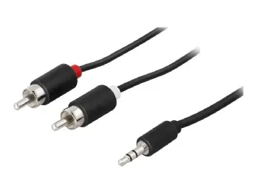 DELTACO - Ljudkabel - RCA hane till mini-phone stereo 3.5 mm hane - 2 m - svart