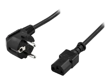 DELTACO apparatkabel, PC & väggut, vinklad CEE 7/7