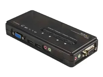 StarTech.com 4 Port Black USB KVM Switch Kit with Cables and Audio