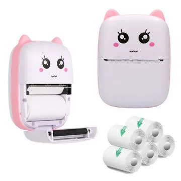 Extralink Kit Thermal printer EPP-001 Pink + Self-adhesive thermal paper 5 rolls