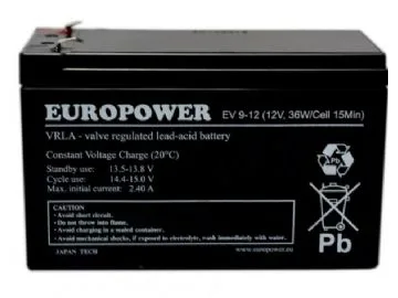 BATTERY 12V 7.2AH VRLA EP7.2-12 T2 EUROPOWER EMU