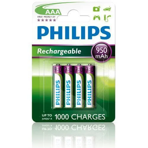 Philips Laddningsbart batteri AAA 950 mAh 4-pack