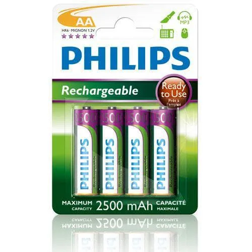 Philips Laddningsbart batteri AA 2500 mAh 4-pack