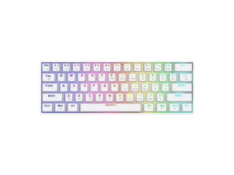 Savio WHITEOUT X2 BLUE, 60%, Kabel, USB, Mekaniska tangentbrytare, QWERTY, Vit
