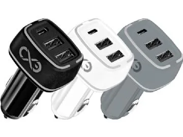 Biladdare med vattentäta USB-uttag 2x USB-C 12v 24v amio-04223
