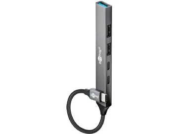 USB-C-hubb - GOOBAY - Slim - 5 portar - USB 3.2 - Modern grå färg