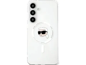 Case Karl Lagerfeld Button Karl Head Printed Logo MagSafe Samsung Galaxy S25 white