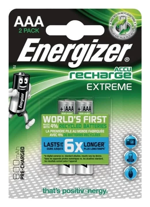 Laddningsbara NiMH-batteri AAA 1.2 V Extreme 800 mAh 2-Blister