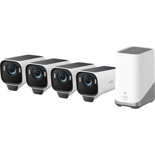 Eufy – EufyCam S3 Pro 4-kamerakit – 4K solcellsdrivet säkerhetskamerasystem med MaxColor Vision™
