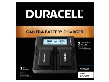 Duracell batteriladdare för Sony NPFW50 med 2 laddningskanaler