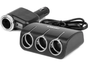 Cigarečių degiklio lizdo skirstytuvas su įkrovikliu ir lempute 12v 24v 120w 80cm amio-04360