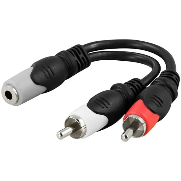 DELTACO 3,5mm jack hun till 2X RCA han 0,1 m