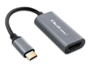 Qoltec - Videokort - USB-C hane till HDMI hona - 17 cm - svart, grafit - 4K60Hz (3840 x 2160) stöd, upp till 18 Gbps dataöverföringshastighet