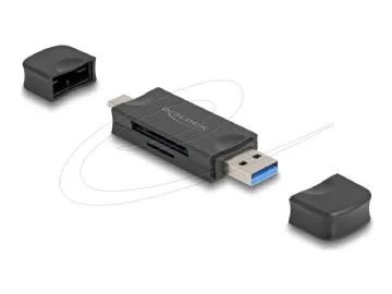 Delock Kortläsare USB 5 Gbps USB Type-C / Type-A för SD- och Micro SD-minneskort svart