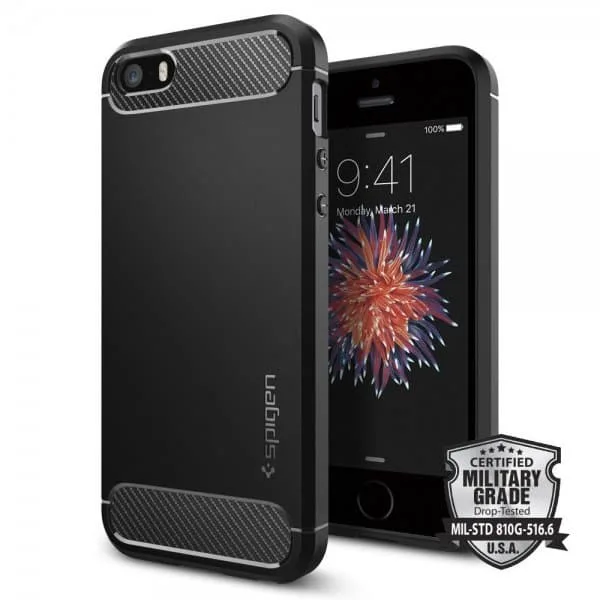 Spigen Rugged Armor Skal till iPhone 5 / 5S / SE 2016 Svart