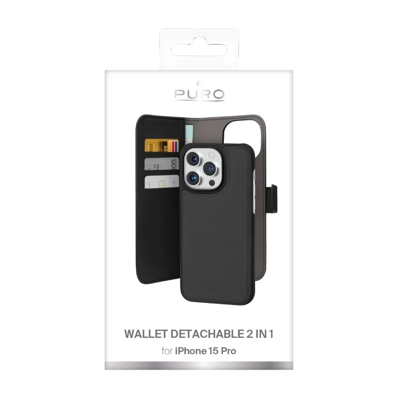 Puro 2in1 iPhone 15 Pro plånboksfodral