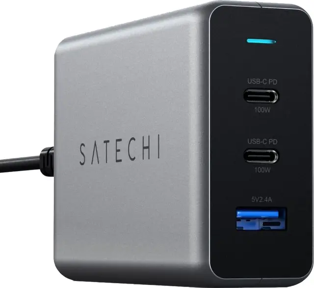 SATECHI dubbel USB-C och USB-A laddare ST-TC100GM-EU