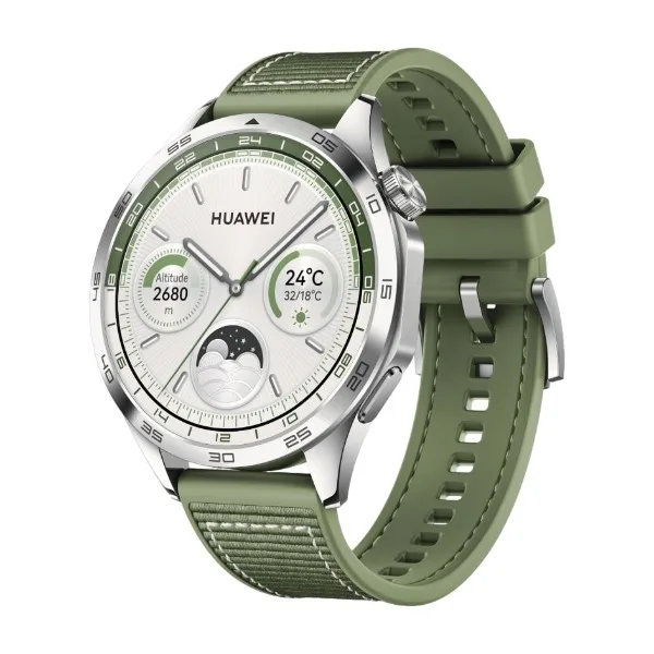 HUAWEI WATCH GT 4 46 mm smartwatch, silver/grön