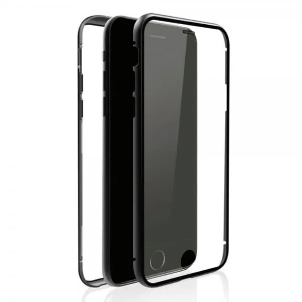 Black Rock iPhone 7/8/SE Skal 360° Real Glass Case Svart Transparent
