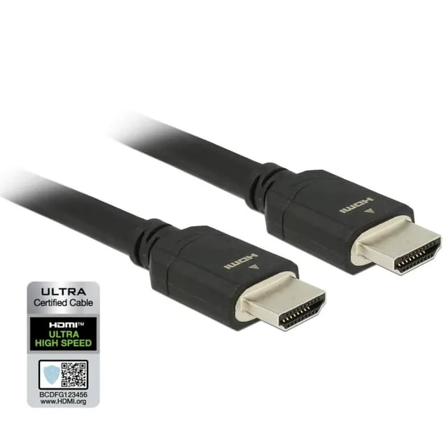 DeLock Certifierad 2m Ultra High Speed HDMI 8K 60Hz 4K 120Hz 48Gbps Dynamic HDR eARC Game Mode VRR Dolby ATMOS nylonflätad kabel HDMI 2.1