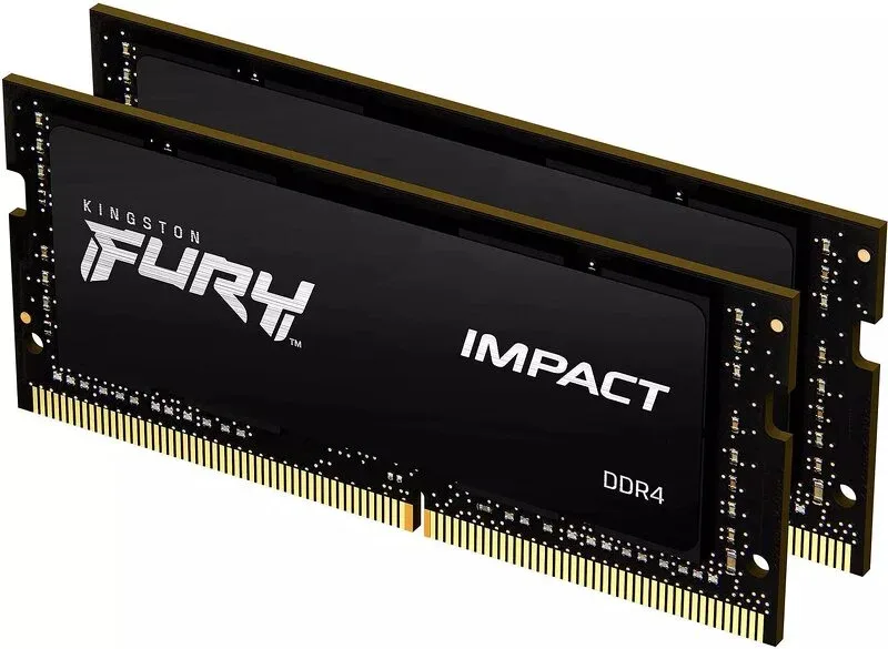 Kingston FURY Impact 64 GB (2 x 32 GB) 3200 MHz DDR4 CL20 laptop minneskit med 2 KF432S20IBK2/64, svart