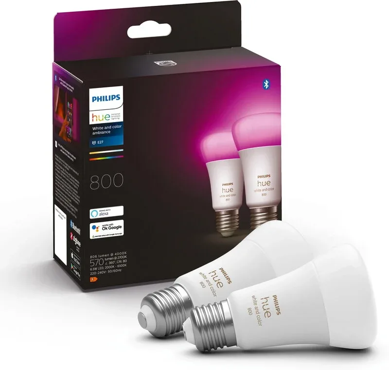 Philips Hue White and Color Ambience 6,5W / A60 / E27 / 2-pack
