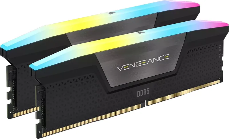 Corsair VENGEANCE RGB DDR5 32GB (2x16GB) 6200MHz C36 Skrivbordsminne (Dynamisk RGB-belysning över tio zoner, Integrerad spänningsreglering, Optimerat för Intel, Anpassade XMP 3.0-profiler) Vit