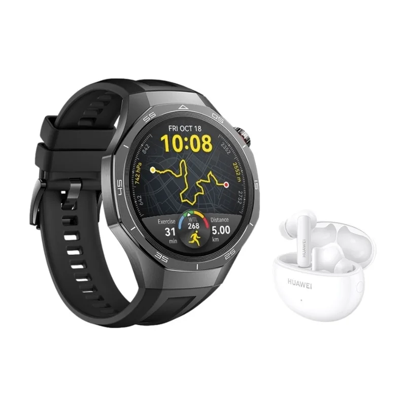 HUAWEI WATCH GT 5 Pro 46 mm smartwatch, svart + FreeBuds 5i
