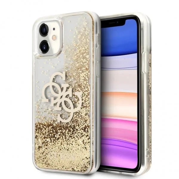 Guess iPhone 11 Skal Liquid Glitter Guld