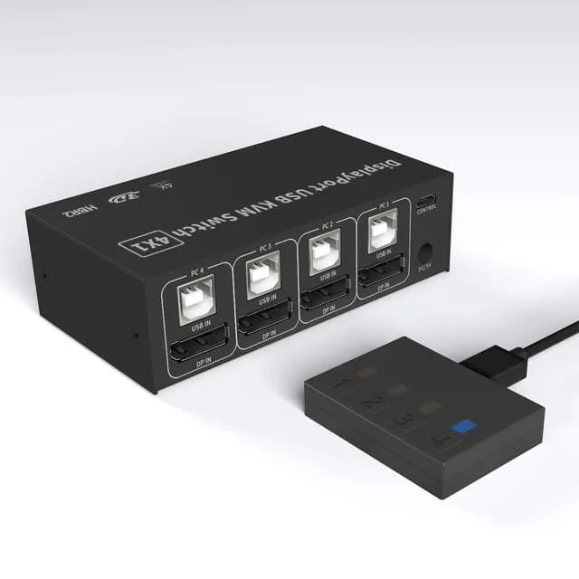 NÖRDIC KVM Switch 4 PC till 1 DisplayPort