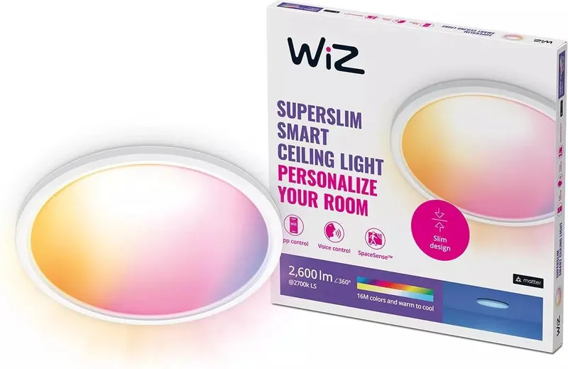 WiZ WiFi Smart SuperSlim plafond Färg + Varm-kallvit 2600lm