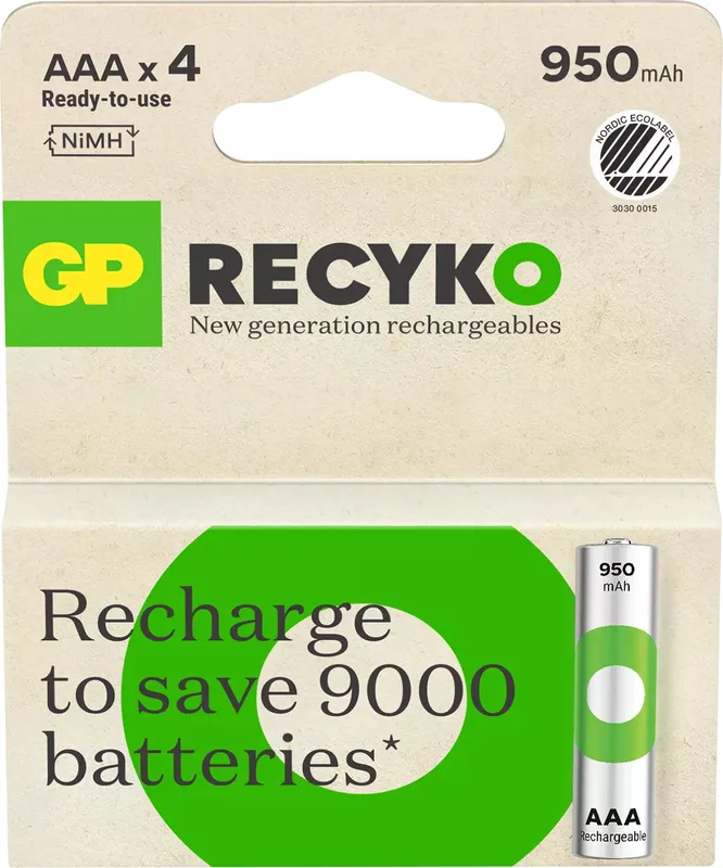 GP ReCyko AAA 950mAh NiMH Uppladdningsbart Batteri