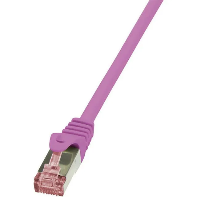 LogiLink CQ2049S RJ45 Nätverkkabel, Patchkabel CAT 6 S/FTP 1.50 m Rosa Flamskyddsmedel, med låsskydd 1 st