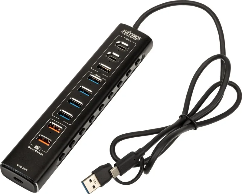 Nitro Concepts UH1 10-Port HYBRID USB HUB