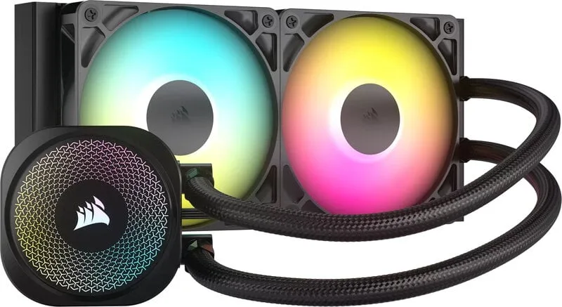CORSAIR NAUTILUS 240 RS ARGB CPU-Vätskekylare – 240mm AIO – Tystgående – Direktanslutning för Moderkort – Enkel Seriekoppling – Intel LGA 1851/1700, AMD AM5/AM4 – 2x RS120 ARGB-Fläktar Ingår – Svart