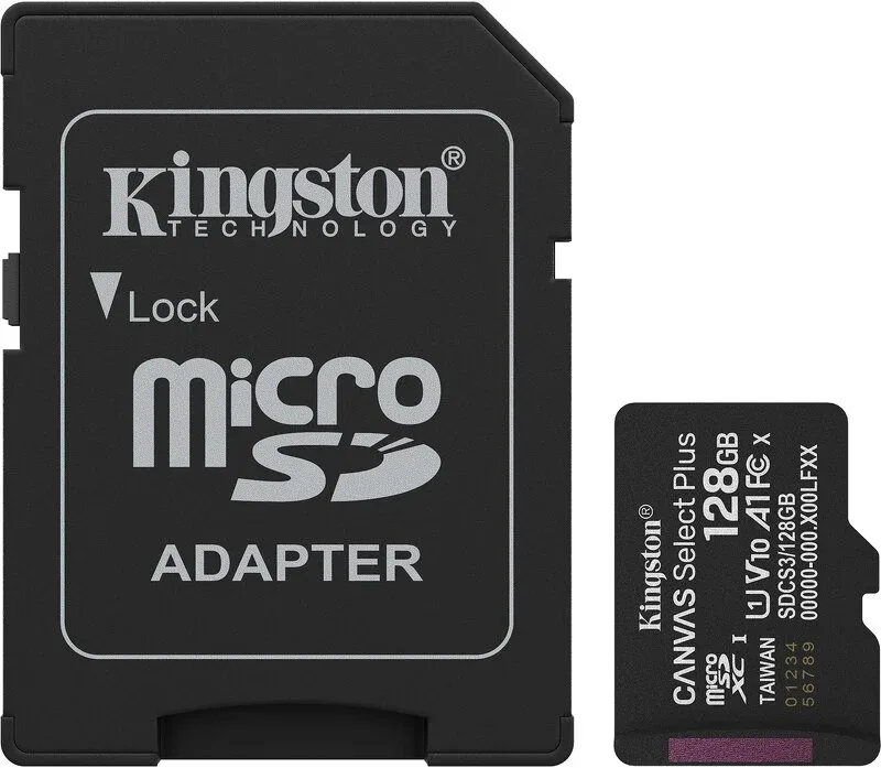 Kingston Technology 128 GB microSDXC Canvas Select Plus Gen3 150 MB/s A1-kort + adapter
