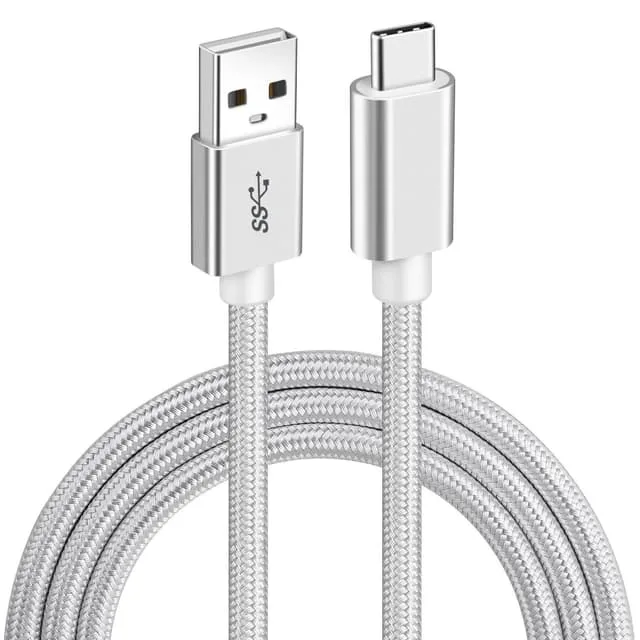 NÖRDIC 50cm USB3.2 Gen1 USB-C till A nylonflätad kabel snabbladdning 3A 5Gbps Power Delivery PD 60W svart