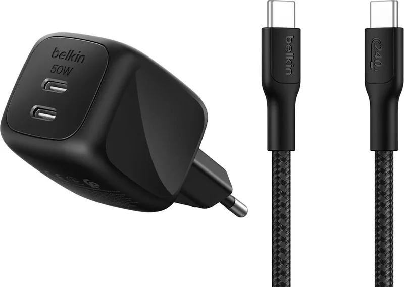 Belkin 50W Dual USB-C + BoostCharge-snabbladdningskabel USB-C
