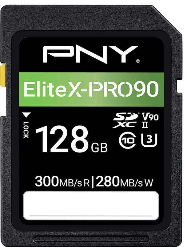 PNY 128GB EliteX-PRO 90 Class 10 U3 V90 UHS-II SD Flash Memory Card